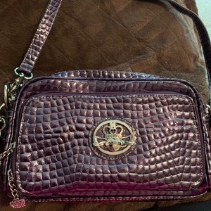 Kathy Van Zeeland Croco purple cross body bag